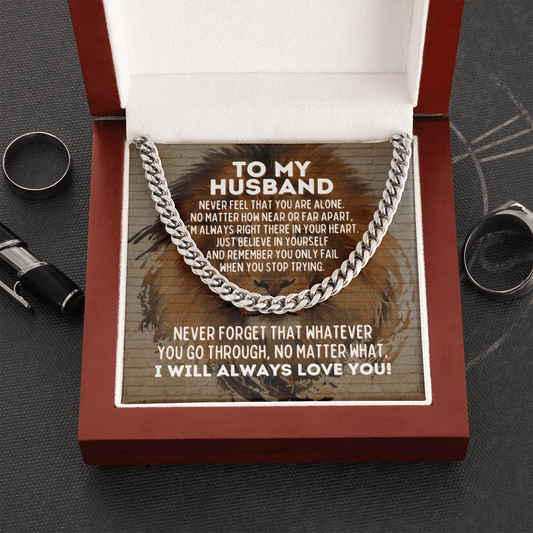 To My Husband Cuban Link Chain Necklace - Motivational Gift for Husband Cuban Link Chain (Stainless Steel)