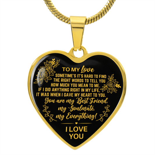 To My Love Heart Necklace - My Everything - Anniversary Valentine's Day Gift - Wife Girlfriend Fiancee Birthday Christmas Gift Luxury Necklace (Gold) / No