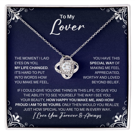 To My Lover Necklace - My Missing Piece - Valentine's Day Anniversary Gift - Lover Romantic Birthday Christmas Gift 14K White Gold Finish / Standard Box