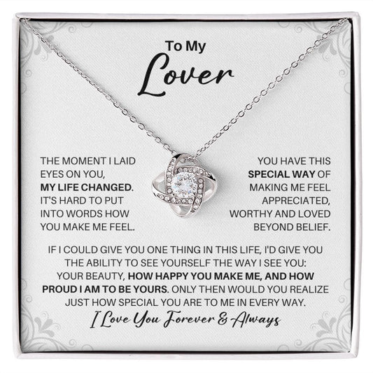 To My Lover Necklace - My Missing Piece - Valentine's Day Anniversary Gift - Lover Romantic Birthday Christmas Gift 14K White Gold Finish / Standard Box