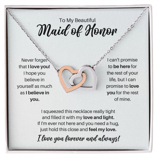 To My Maid of Honor Necklace - Promise to Love You - Motivational Graduation Gift - Maid of Honor Birthday Gift - Christmas Gift Polished Stainless Steel & Rose Gold Finish / Standard Box