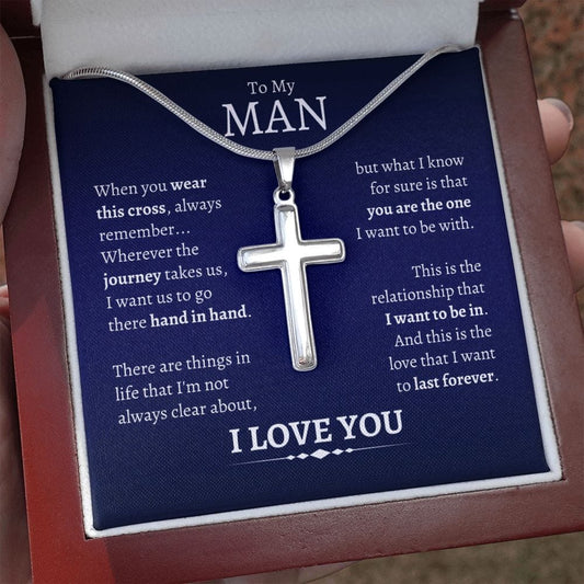 To My Man Cross Necklace - You Are the One - Gift for Soulmate, Husband, Fiance, Boyfriend - Birthday Christmas Valentine's Day Anniversary
