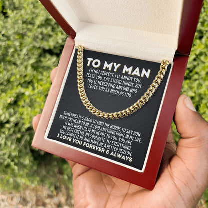 To My Man Cuban Link Chain - My Everything - Gift for Husband, Fiance, Boyfriend - Christmas, Valentine's Day, Birthday, Anniversary