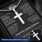 To My Man - Personalized Cross Necklace - My Missing Piece - Gift for Husband, Fiance, Boyfriend