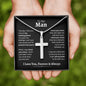 To My Man - Personalized Cross Necklace - My Missing Piece - Gift for Husband, Fiance, Boyfriend
