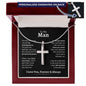 To My Man - Personalized Cross Necklace - My Missing Piece - Gift for Husband, Fiance, Boyfriend Luxury Box w/ LED