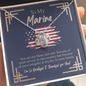 To My Marine Gift - Military Wife Necklace - Military Girlfriend Gift - Veteran Woman Gift for Her Two Toned Box