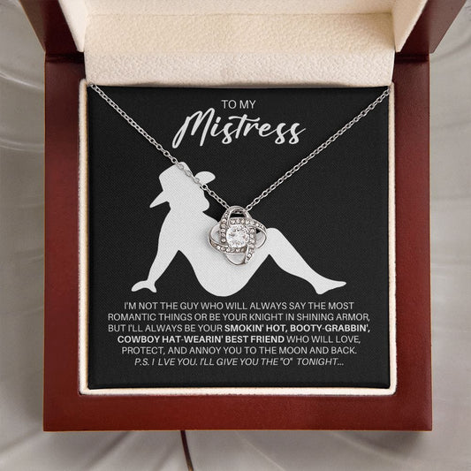 To My Mistress Necklace - Cowboy Hat Wearing Best Friend - Country Cowgirl Mistress Gift for Valentine's Day, Anniversary, Birthday