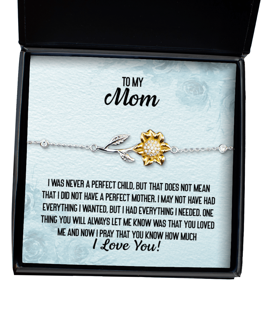 To My Mom Gifts - Perfect Mother - Sunflower Bracelet for Mother's Day, Birthday, Christmas - Jewelry Gift for Mother