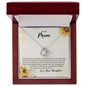 To My Mom Love Daughter Necklace - Always Your Little Girl - Sunflower Birthday Christmas Mother's Day Gift for Mom 14K White Gold Finish / Luxury Box