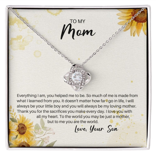 To My Mom Love Son Necklace - Always Your Little Boy - Sunflower Birthday Christmas Mother's Day Gift for MomTo My Mom Love Son Necklace - Always Your Little Boy - Sunflower Birthday Christmas Mother's Day Gift for Mom 14K White Gold Finish / Standard Box