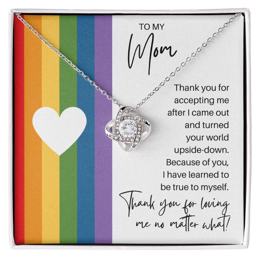 To My Mom Necklace - Coming Out Gift - LGBTQ Support Parent Jewelry 14K White Gold Finish / Standard Box