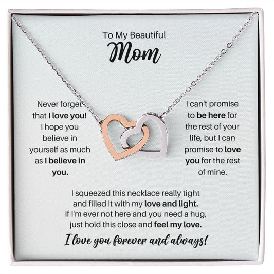 To My Mom Necklace - Promise to Love You - Motivational Graduation Gift - Mom Birthday Gift - Christmas Gift Polished Stainless Steel & Rose Gold Finish / Standard Box