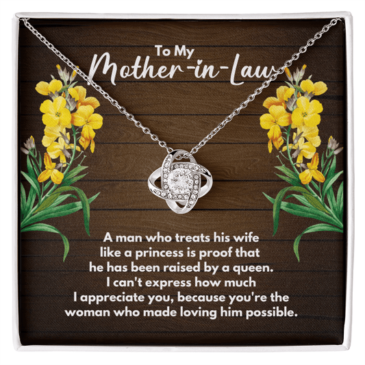 To My Mother-In-Law Necklace - Gift for MIL - Mother of the Groom, Gift from Bride - Mother of the Bride - Bonus Mom Mothers Day Jewelry 14K White Gold Finish / Standard Box