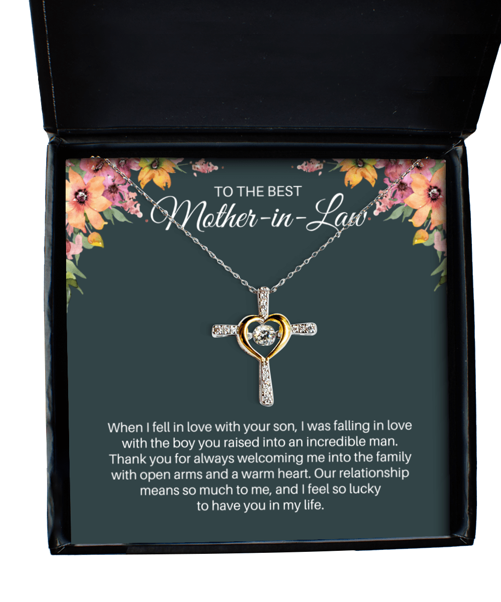 To My Mother-in-Law Necklace - In Love With Your Son - Cross Necklace for Birthday, Mother's Day, Christmas - Jewelry Gift for Mother-in-Law MIL