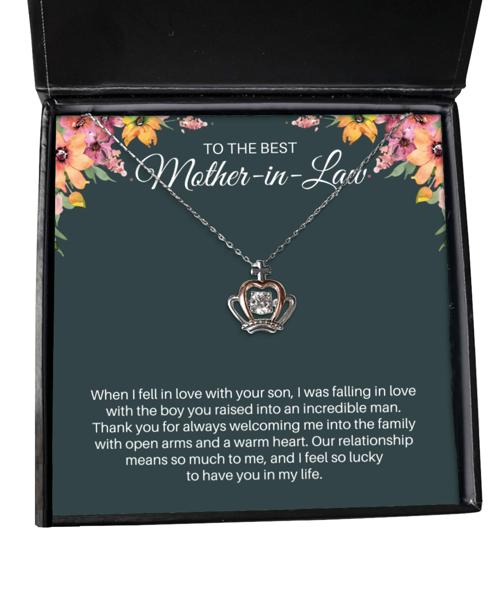 To My Mother-in-Law Necklace - In Love With Your Son - Crown Necklace for Birthday, Mother's Day, Christmas - Jewelry Gift for Mother-in-Law MIL
