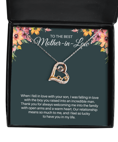 To My Mother-in-Law Necklace - In Love With Your Son - Love Heart Necklace for Birthday, Mother's Day, Christmas - Jewelry Gift for Mother-in-Law MIL