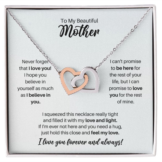 To My Mother Necklace - Promise to Love You - Motivational Graduation Gift - Mother Birthday Gift - Christmas Gift Polished Stainless Steel & Rose Gold Finish / Standard Box