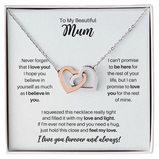 To My Mum Necklace - Promise to Love You - Motivational Graduation Gift - Mum Birthday Gift - Christmas Gift Polished Stainless Steel & Rose Gold Finish / Standard Box