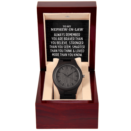 To My Nephew-In-Law Men's Wooden Watch - Always Remember Motivational Graduation Gift - Nephew-In-Law Wedding Gift - Birthday Gift