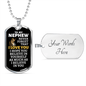 To My Nephew Lion Dog Tag Necklace - Never Forget I Love You - Motivational Graduation Gift - Nephew Birthday Gift - Christmas Gift Military Chain (Silver) / Yes