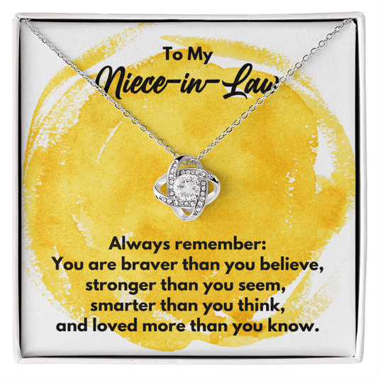 To My Niece-in-Law Love Knot Necklace - Always Remember Motivational Graduation Gift - Niece-in-Law Wedding Gift - Birthday Gift 14K White Gold Finish / Standard Box