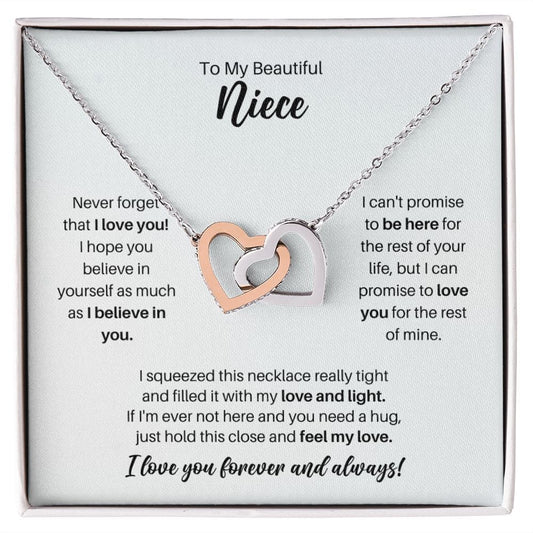 To My Niece Necklace - Promise to Love You - Motivational Graduation Gift - Niece Birthday Gift - Christmas Gift Polished Stainless Steel & Rose Gold Finish / Standard Box