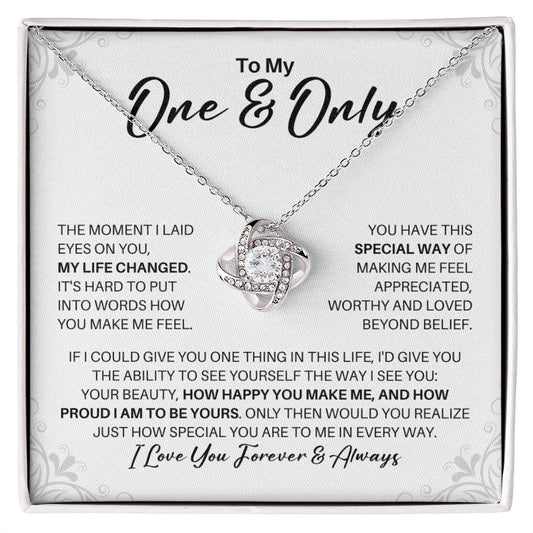 To My One & Only Necklace - My Missing Piece - Valentine's Day Anniversary Gift - Girlfriend Wife Soulmate Fiancee Birthday Christmas Gift 14K White Gold Finish / Standard Box