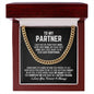 To My Partner Cuban Link Chain Necklace - Your Last Everything - Boyfriend Husband Fiance Anniversary Wedding Gift - Christmas Birthday Gift 14K Yellow Gold Finish / Luxury Box