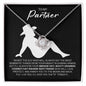 To My Partner Necklace - Cowboy Hat Wearing Best Friend - Country Cowgirl Partner Gift for Valentine's Day, Anniversary, Birthday 14K White Gold Finish / Standard Box