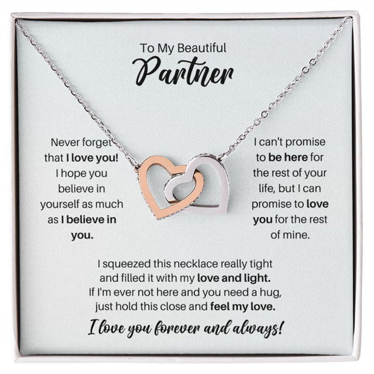 To My Partner Necklace - Promise to Love You - Motivational Graduation Gift - Partner Birthday Gift - Christmas Gift Polished Stainless Steel & Rose Gold Finish / Standard Box