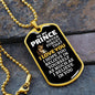 To My Prince Lion Dog Tag Necklace - Never Forget I Love You - Motivational Graduation Gift - Prince Birthday Gift - Christmas Gift Military Chain (Gold) / No