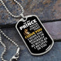 To My Prince Lion Dog Tag Necklace - Never Forget I Love You - Motivational Graduation Gift - Prince Birthday Gift - Christmas Gift Military Chain (Silver) / No