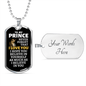 To My Prince Lion Dog Tag Necklace - Never Forget I Love You - Motivational Graduation Gift - Prince Birthday Gift - Christmas Gift Military Chain (Silver) / Yes