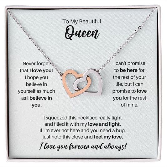 To My Queen Necklace - Promise to Love You - Motivational Graduation Gift - Queen Birthday Gift - Christmas Gift Polished Stainless Steel & Rose Gold Finish / Standard Box