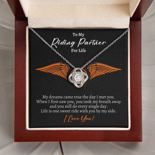 To My Riding Partner for Life Necklace - Gift for Biker Wife, Fiancee, Girlfriend, Soulmate - Motorcycle Lover Valentines Day Jewelry