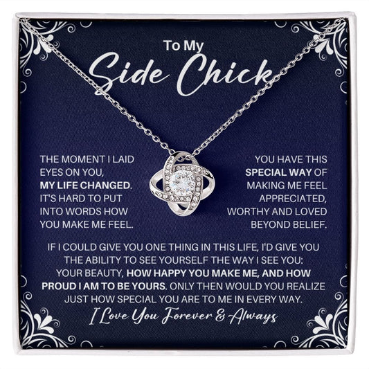 To My Side Chick Necklace - My Missing Piece - Valentine's Day Anniversary Gift - Mistress Romantic Birthday Christmas Gift 14K White Gold Finish / Standard Box