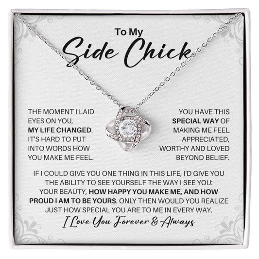 To My Side Chick Necklace - My Missing Piece - Valentine's Day Anniversary Gift - Mistress Romantic Birthday Christmas Gift 14K White Gold Finish / Standard Box