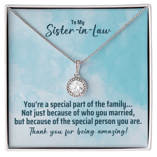 To My Sister-in-Law Gift - Necklace for Sister-in-Law Birthday - SIL Jewelry Two-Toned Box