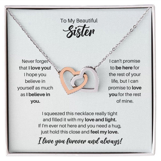To My Sister Necklace - Promise to Love You - Motivational Graduation Gift - Sister Birthday Gift - Christmas Gift Polished Stainless Steel & Rose Gold Finish / Standard Box