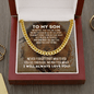 To My Son Cuban Link Chain Necklace - Motivational Gift for Son Cuban Link Chain (14K Gold Over Stainless Steel)