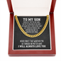 To My Son Cuban Link Chain Necklace - Motivational Gift for Son Cuban Link Chain (Gold)