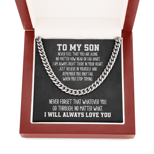 To My Son Cuban Link Chain Necklace - Motivational Gift for Son Cuban Link Chain (Stainless Steel)