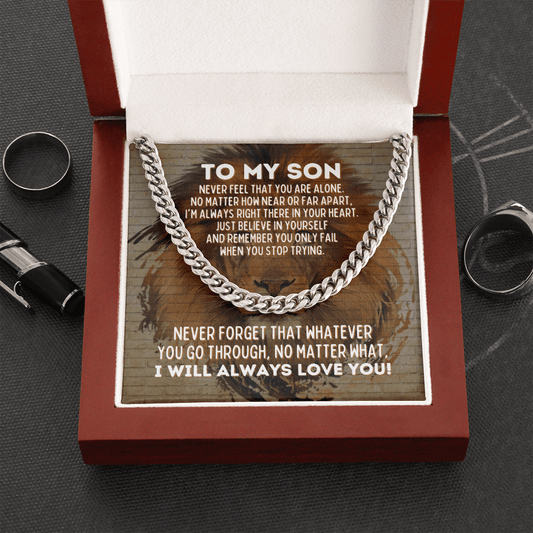 To My Son Cuban Link Chain Necklace - Motivational Gift for Son Cuban Link Chain (Stainless Steel)