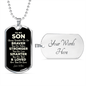 To My Son from Mom Dog Tag - Always Remember - Motivational Graduation Gift Military Chain (Silver) / Yes