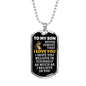 To My Son Lion Dog Tag Necklace - Never Forget I Love You - Motivational Graduation Gift - Son Birthday Gift - Christmas Gift