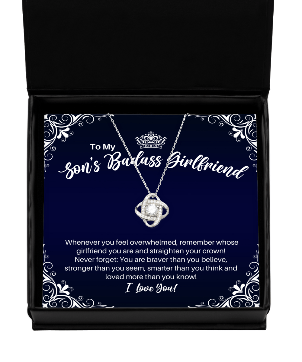 To My Son's Badass Girlfriend Necklace - Straighten Your Crown - Motivational Graduation Gift - Son's Girlfriend Birthday Christmas Gift - LKS
