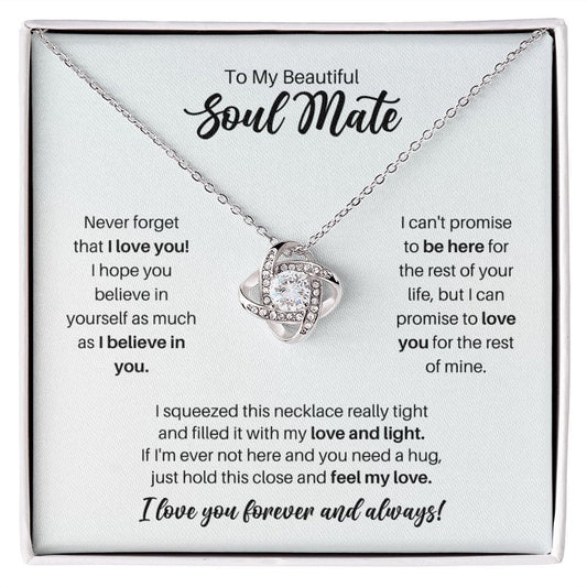 To My Soul Mate Necklace - Promise to Love You - Motivational Graduation Gift - Soulmate Birthday Gift - Christmas Gift 14K White Gold Finish / Standard Box