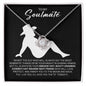 To My Soulmate Necklace - Cowboy Hat Wearing Best Friend - Country Cowgirl Soul Mate Gift for Valentine's Day, Anniversary, Birthday 14K White Gold Finish / Standard Box
