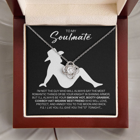 To My Soulmate Necklace - Cowboy Hat Wearing Best Friend - Country Cowgirl Soul Mate Gift for Valentine's Day, Anniversary, Birthday